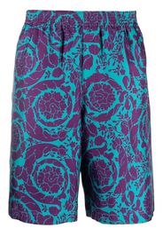 Versace Shorts mit barocker Stickerei - Blau