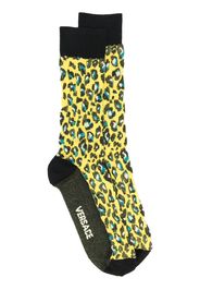 Versace logo leopard-print socks - Gelb