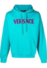 Versace logo-print pullover hoodie - Blau