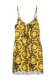 Versace Barocco-print silk slip dress - Gelb