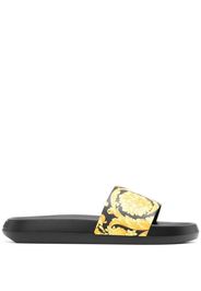 Versace baroque-print pool slides - Schwarz