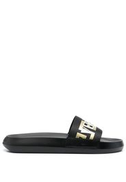 Versace logo-appliqué open toe slides - Schwarz