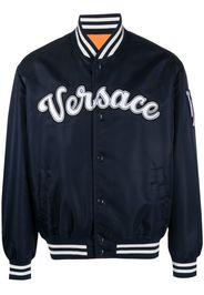 Versace logo-patch bomber jacket - Blau