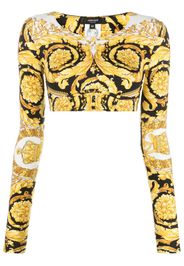 Versace Barocco-print cropped T-shirt - Weiß