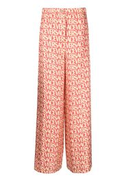 Versace logo-print silk palazzo pants - Rosa