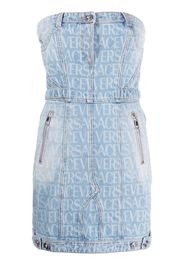 Versace Allover logo denim minidress - Blau