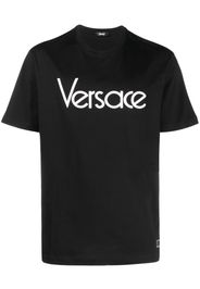 Versace logo-embroidered cotton T-shirt - Schwarz