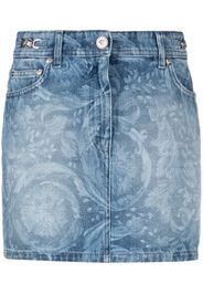 Versace baroque-print denim miniskirt - Blau