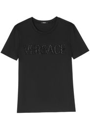 Versace logo crystal-embellished cotton T-shirt - Schwarz