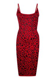 Versace Midikleid aus Animalier-Jacquard - Rot
