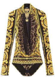 Versace Drapierter Wild Barocco Body aus Seide - Gelb