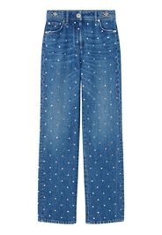 Versace stud embellishment straight-leg tousers - Blau