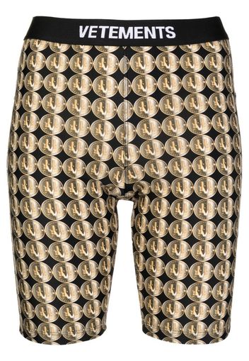 VETEMENTS logo-print cycling shorts - Gold