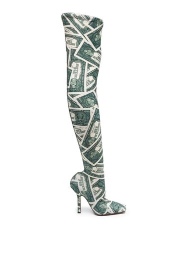 VETEMENTS Million Dollar Boomerang thigh-high 115mm boots - Grün