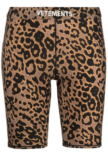 VETEMENTS leopard-print biker shorts - Braun