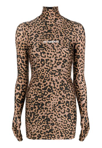 VETEMENTS leopard-print glove minidress - Braun