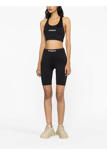 VETEMENTS logo-waistband biker shorts - Schwarz