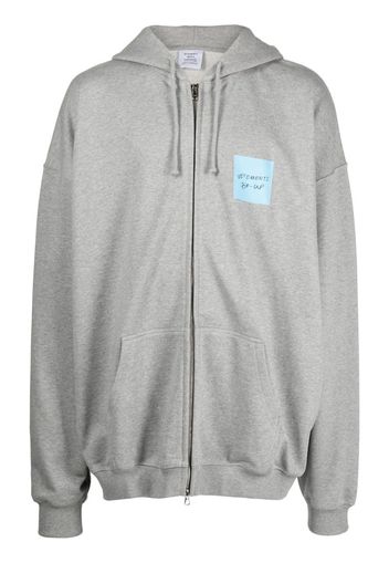 VETEMENTS logo-print zip-up hoodie - Grau