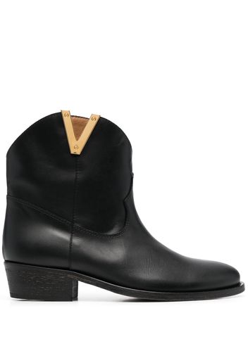 Via Roma 15 logo-plaque leather boots - Schwarz