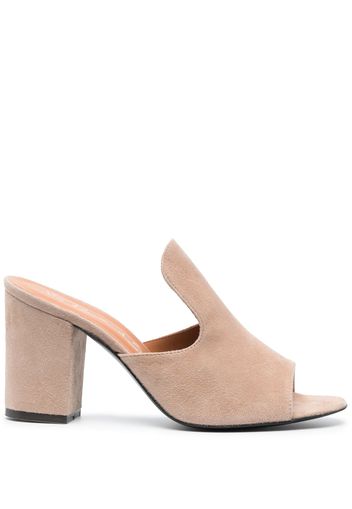 Via Roma 15 block-heel 85mm suede mules - Nude