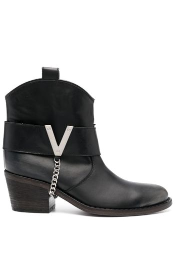 Via Roma 15 70mm leather ankle boots - Schwarz