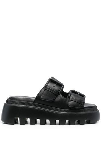 Vic Matie slip-on leather chunky lug mules - Schwarz