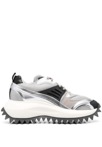 Vic Matie panelled metallic-finish chunky sneakers - Silber