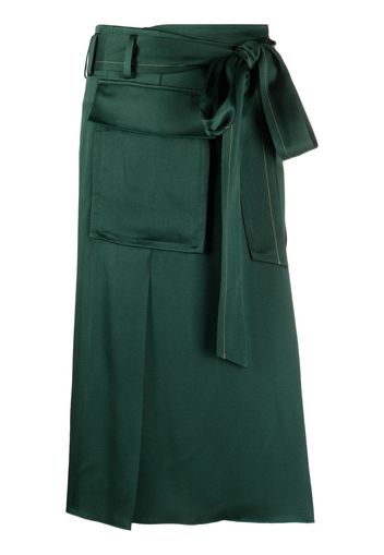 Victoria Beckham patch-pocket satin midi skirt - Grün