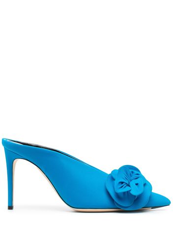 Victoria Beckham floral-appliqué 105mm leather mules - Blau