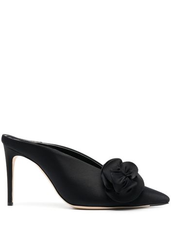 Victoria Beckham floral-applique satin mules - Schwarz