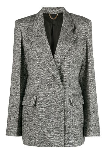 Victoria Beckham herringbone-pattern notched-lapels blazer - Schwarz