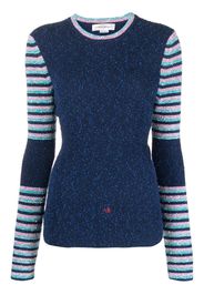 Victoria Beckham logo-embroidered striped jumper - Blau