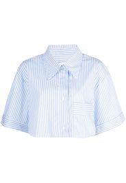 Viktor & Rolf Gestreiftes Cropped-Hemd aus Bio-Baumwolle - Blau