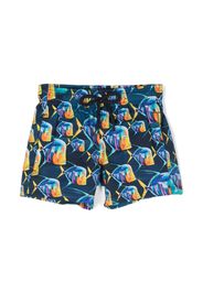 Vilebrequin Badeshorts mit Fischmuster - Blau