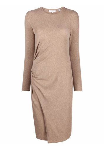 Vince gathered long sleeve midi dress - Nude