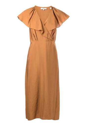 Vince ruffled wrap midi dress - Orange