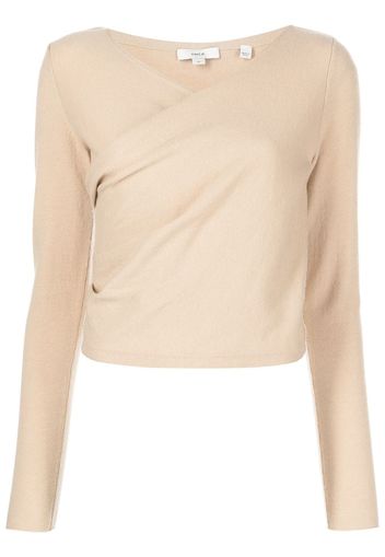 Vince wrap-front knitted top - Braun