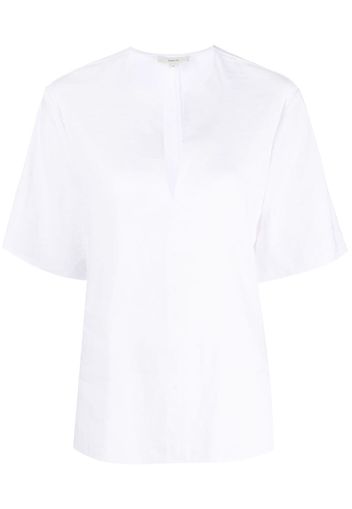 Vince split-neck short-sleeved blouse - Weiß