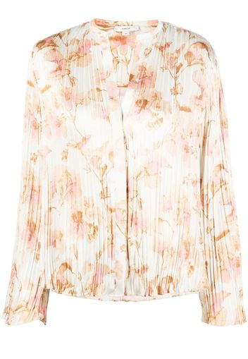 Vince draped floral-print shirt - Nude