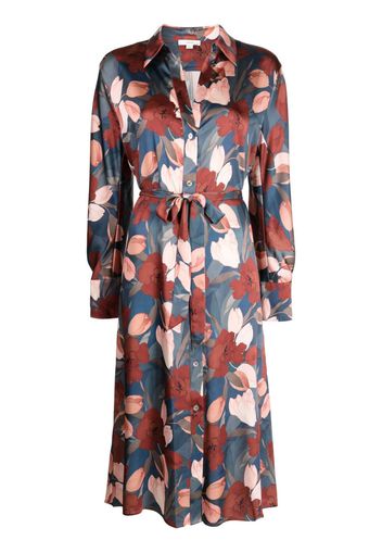 Vince floral-print tied-waist shirtdress - Blau