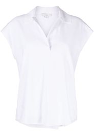 Vince cap-sleeve linen-blend polo shirt - Weiß