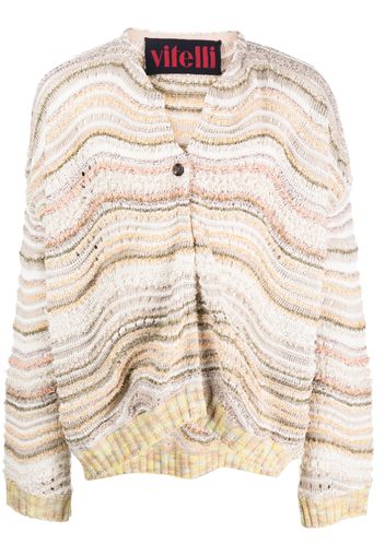 VITELLI V-neck knitted-construction cardigan - Nude