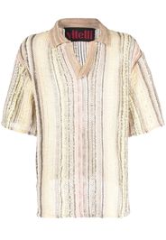 VITELLI vertical-stripe knitted polo shirt - Nude