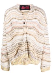 VITELLI V-neck knitted-construction cardigan - Nude