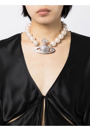 Vivienne Westwood Orb-plaque pearl necklace - Silber