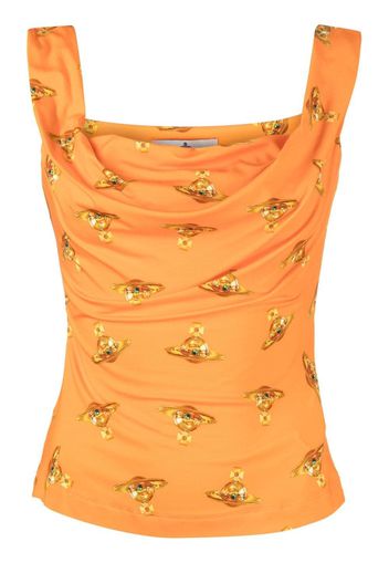 Vivienne Westwood logo-print draped top - Orange