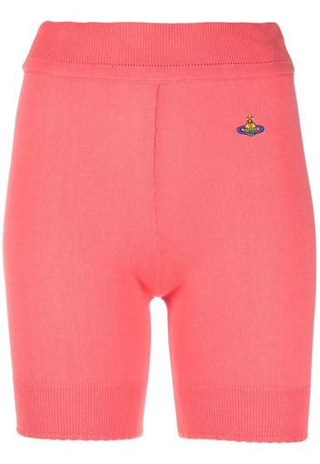 Vivienne Westwood embroidered-logo ribbed-knit shorts - Rosa