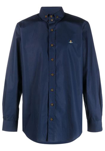 Vivienne Westwood embroidered-Orb poplin shirt - Blau