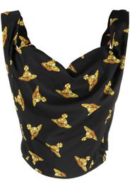 Vivienne Westwood Bling Bling-print draped cowl-neck top - Schwarz