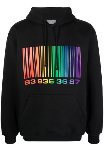 VTMNTS barcode-print pullover hoodie - Schwarz